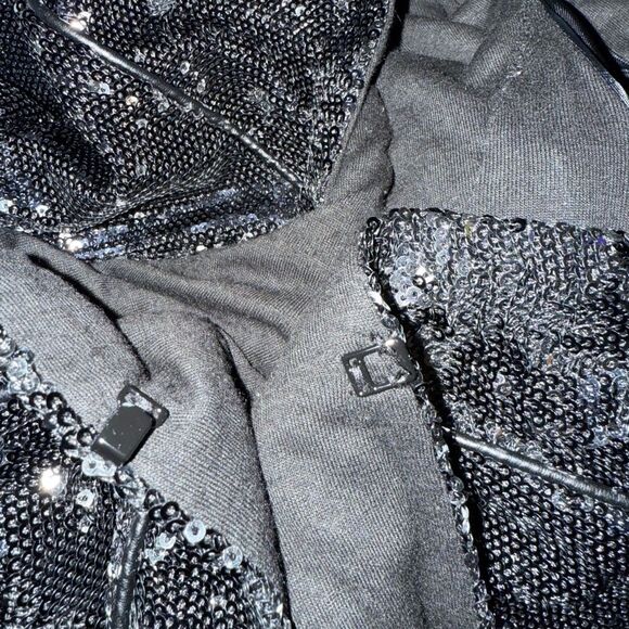 Maje Black collarless sequin evening jacket Size Large - Picture 2 of 10